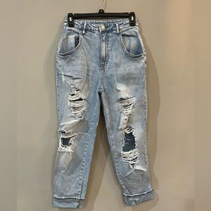 Vanilla Star Distressed Ripped High Rise Jeans Barrel Fit Size 26/3